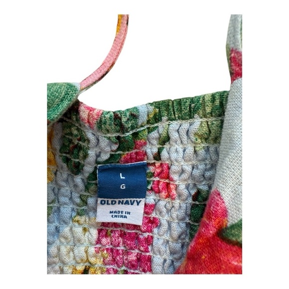 Old Navy Floral Tie-Shoulder Twist-Front Cropped Leg Jumpsuit  - Size Large - Picture 9 of 13